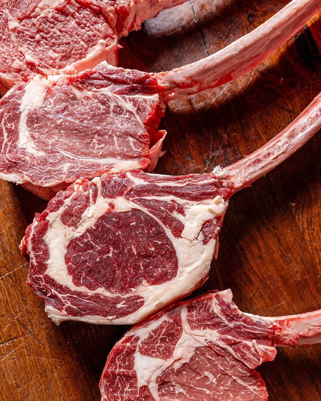 Bone-in ribeyes and tomahawks on the block