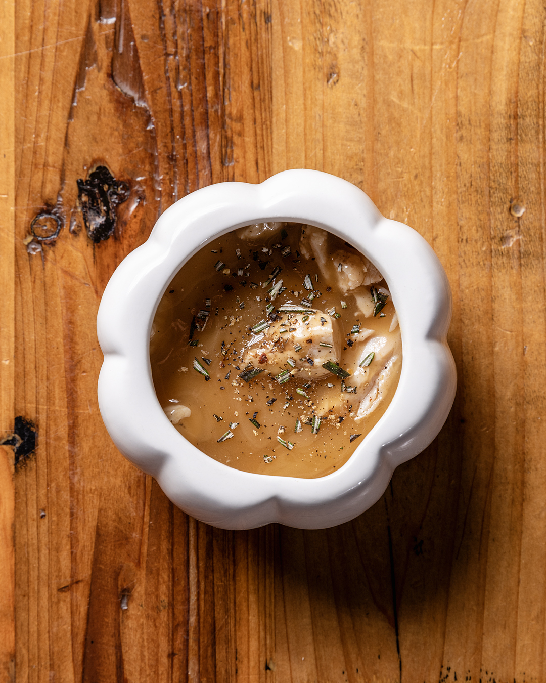 Bowl of brown butter turkey gravy