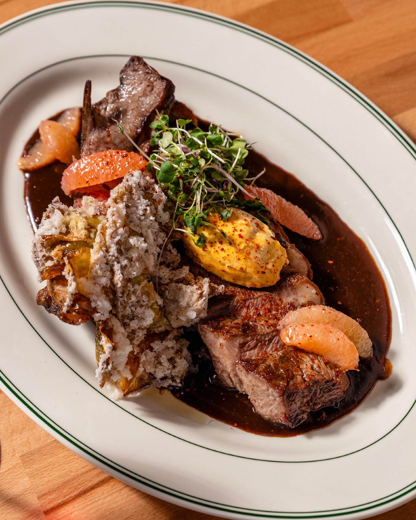 Seared duck with seasonal accompaniments